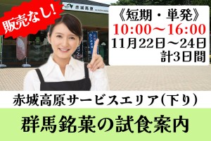 お土産用菓子類の試食案内／11月22日～24日・土日祝／計3日間